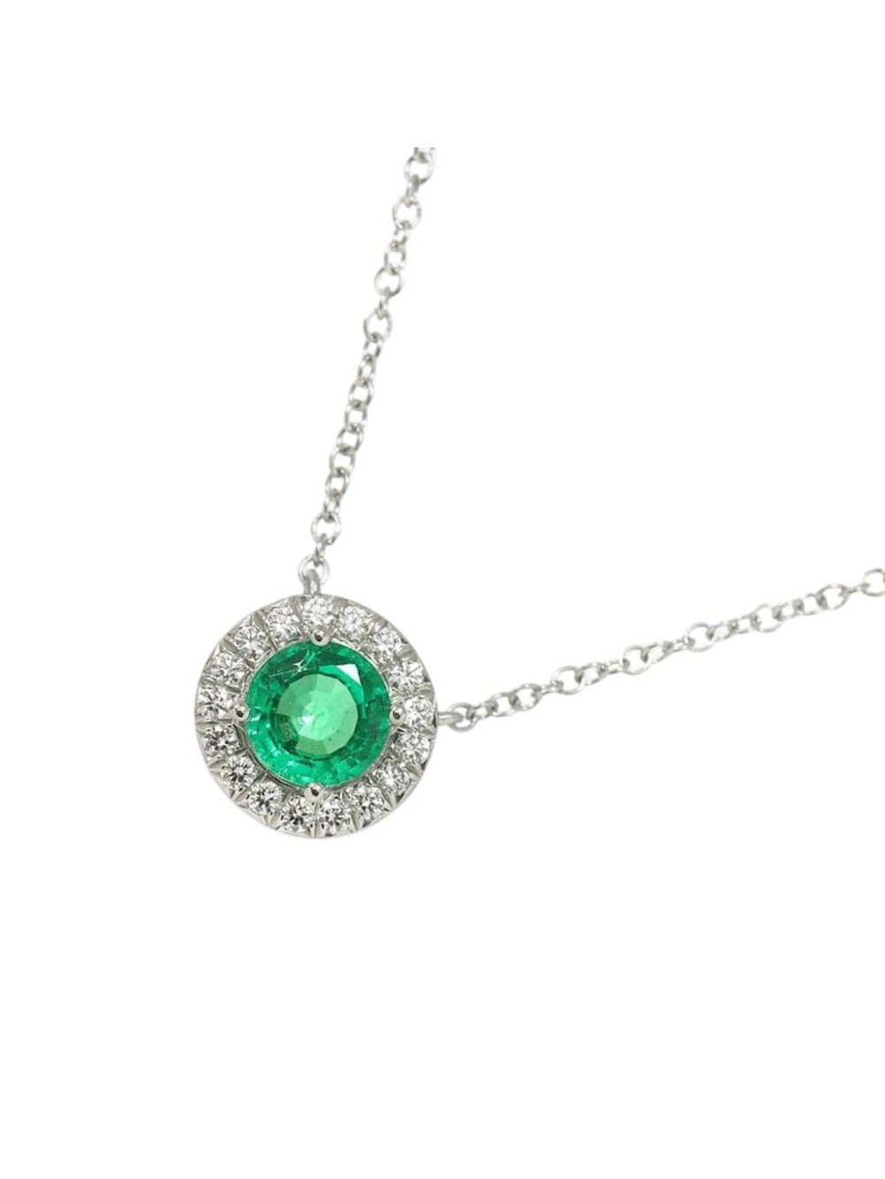 Tiffany & Co Soleste Emerald Diamond Necklace 40 Platinum